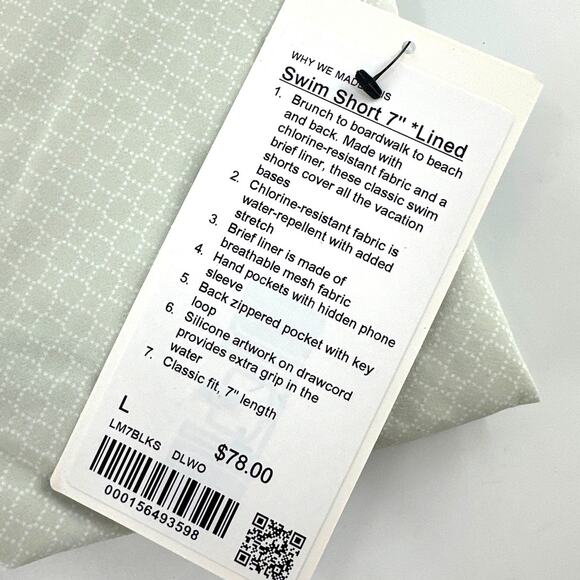 Lululemon Men's Dotted Link White Ocean Air Swim Short 7" Lined Size L - Picture 8 of 12